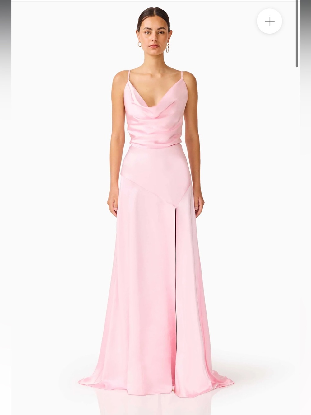 elliatt clementine pale pink cowl neck satin open back maxi gown dress large NEW